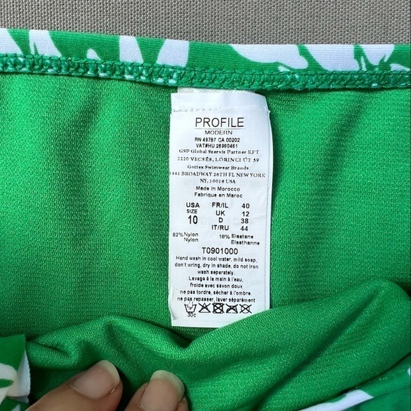 Gottex Leaf Print Ruffle Bikini Bottom Green/White Sz 10 NWOT - Picture 3 of 5